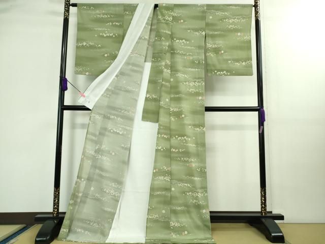 平和屋着物 上 夏物 洗える最 着物 英 はなぶさ謹製 小紋 絽縮緬 箔散らし ロング丈 たとう紙付き DZAB0187kh5