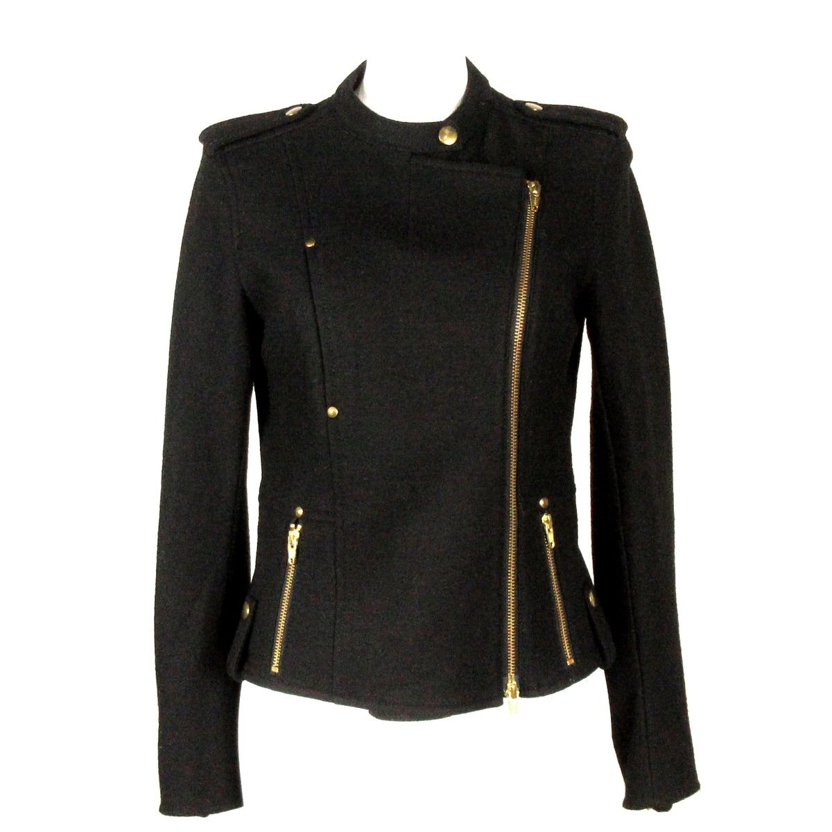 MUSE de DEUXIEME CLASSE ミューズデドゥーズィエムクラス ライダースジャケット レディース - 黒 長袖 ウール 秋 冬