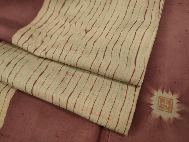 平和屋着物●山﨑世紀 紬 杢目絞り 間道 正絹 CAAZ2622ut