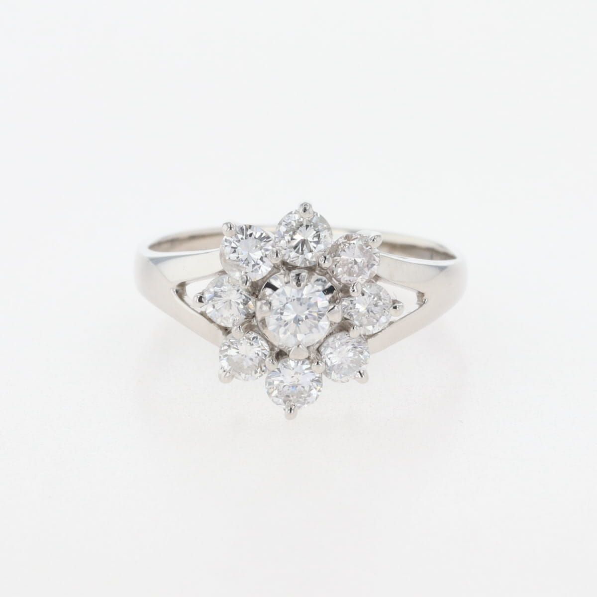フラワーモチーフ デザインネックレス プラチナ 指輪 花 メレダイヤ リング 12号 Pt900 ダイヤモンド レディース