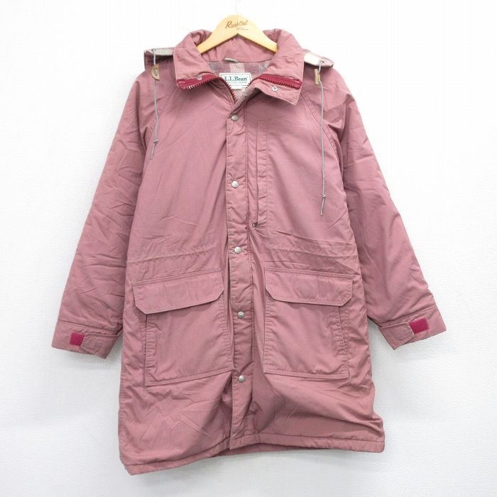 古着 エルエルビーン LLBEAN 長袖 マウンテン ジャケット パーカー レディース 80s ラグラン ロング丈 ピンク系 内側ウール 25oct06