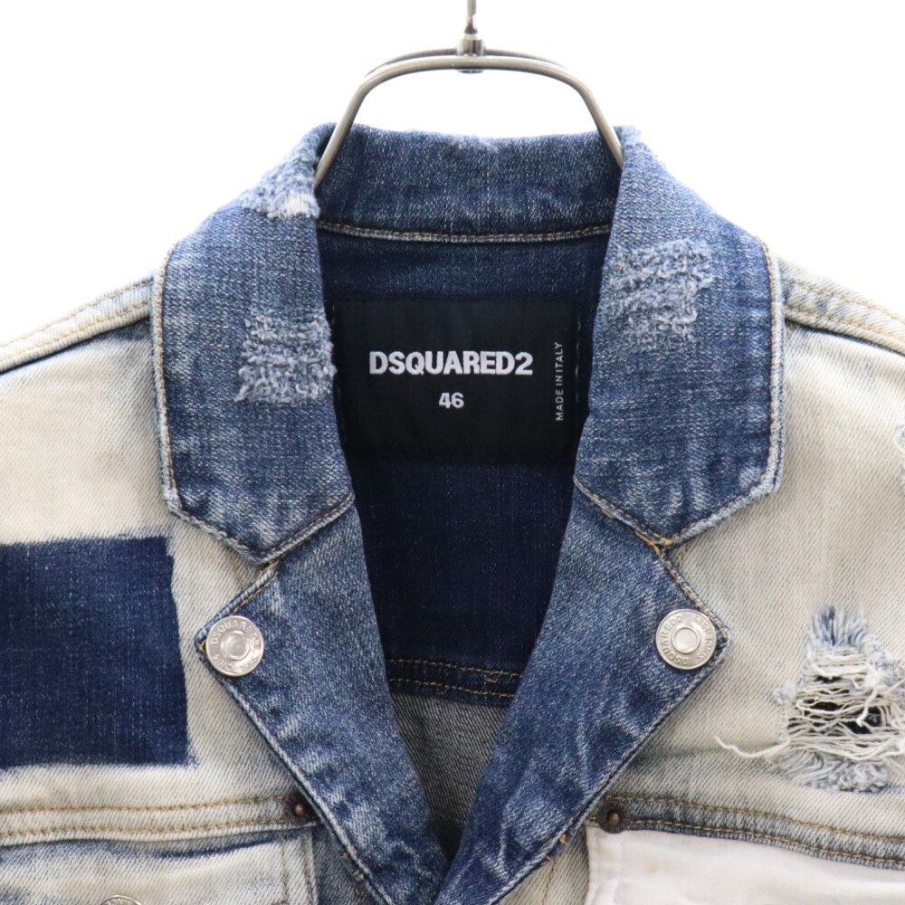 DSQUARED2 (ディースクエアード) 17SS ブリーチ ダメージ加工 ライダースデザイン デニムジャケット インディゴ S71LB0123 S30309