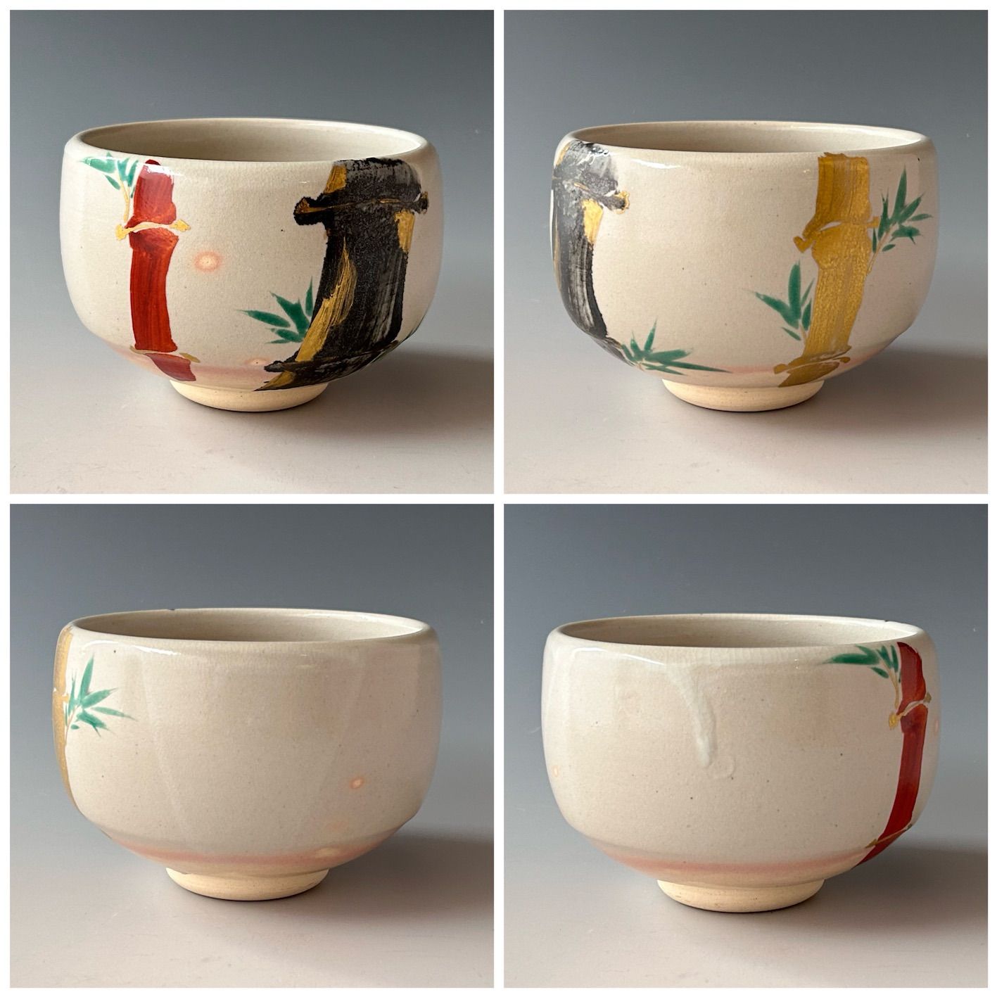 茶道具　光琳竹図　茶碗　三浦竹軒　共箱　竹絵　琳派　京焼　三代　三浦竹泉　薄茶 茶道具 光琳竹図 茶碗 三浦竹軒 共箱 竹絵 琳派 京焼 三代 三浦
