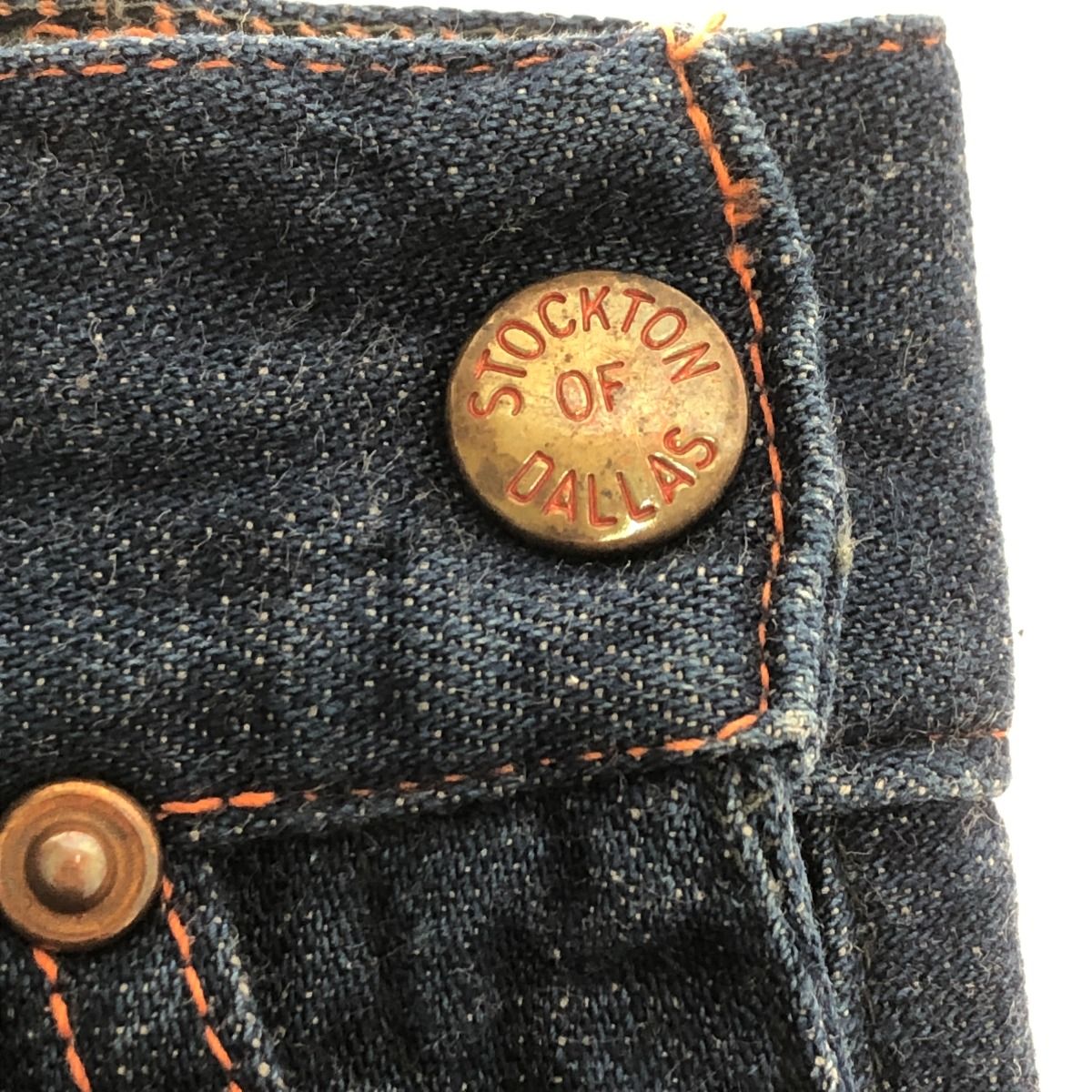 □□40~50s STOCKTON OF DALLAS ジーンズ ランチデニム 片爪WALDESジッパー UFOリベット 古着 インディゴ □□40~50s STOCKTON OF DALLAS ジーンズ ランチデニム 片爪WALDES