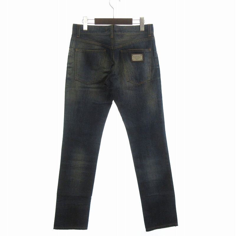 ドルチェ&ガッバーナ 14GOLD プレート付き ホワイト デニム ジーンズ 美品 ドルチェ＆ガッバーナ 14GOLD G32BLP ダメージ＆リペア加工デニム