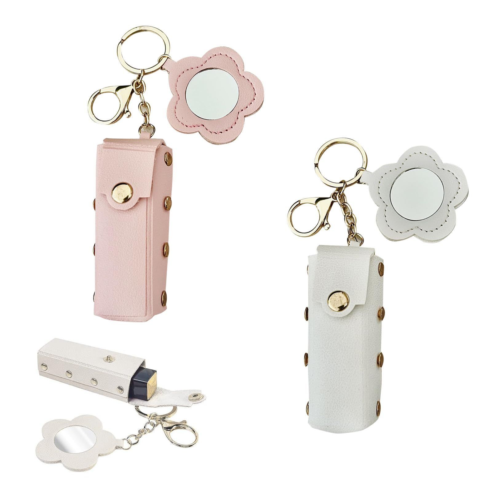 特価商品】ミラー付き 口紅ケース PUレザー かわいい 持ち運び