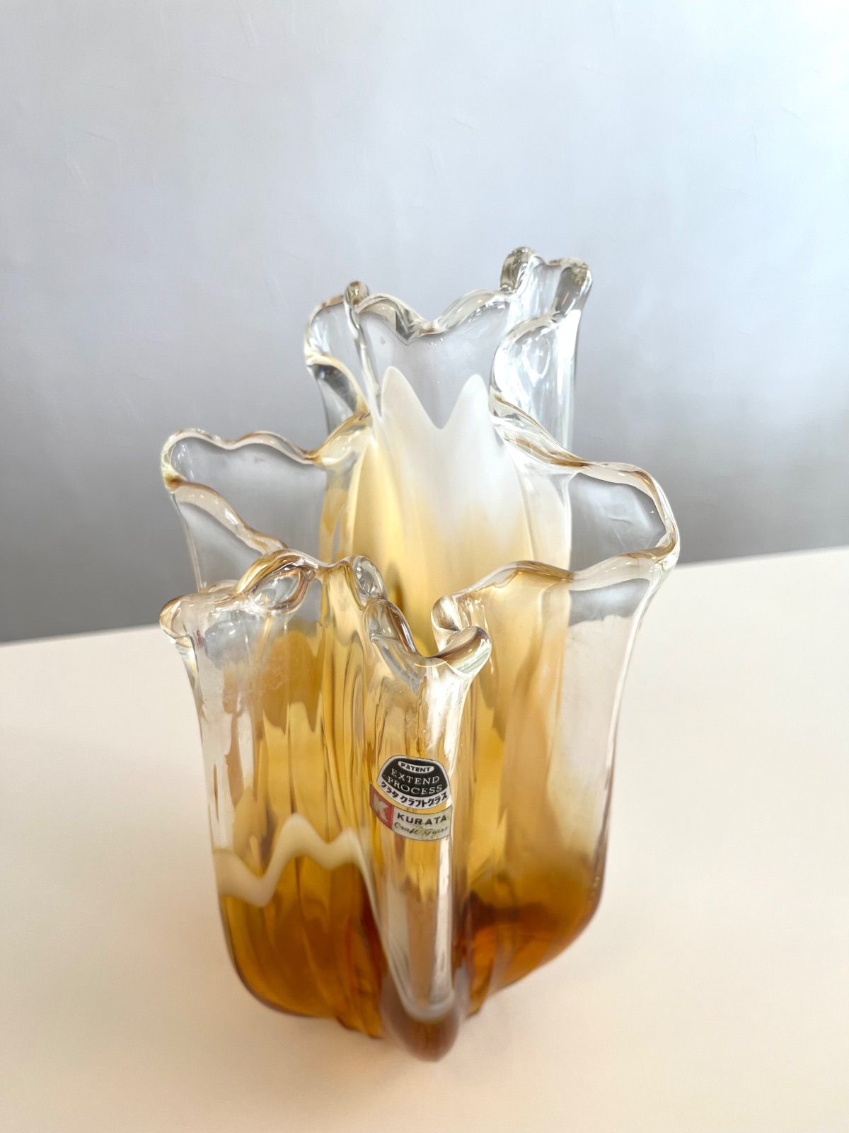 KURATA 花瓶 美品】KURATA KURAFT 倉田ガラス 昭和レトロ フラワーベース