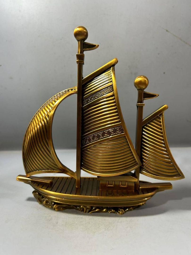 銅器 順風満帆 龍頭帆船 置物 書道具 文房具 装飾品 現代工芸品 美術品 銅器 順風満帆 帆船 客間 事務室 机 装飾品 工芸品 置物 - メルカリ