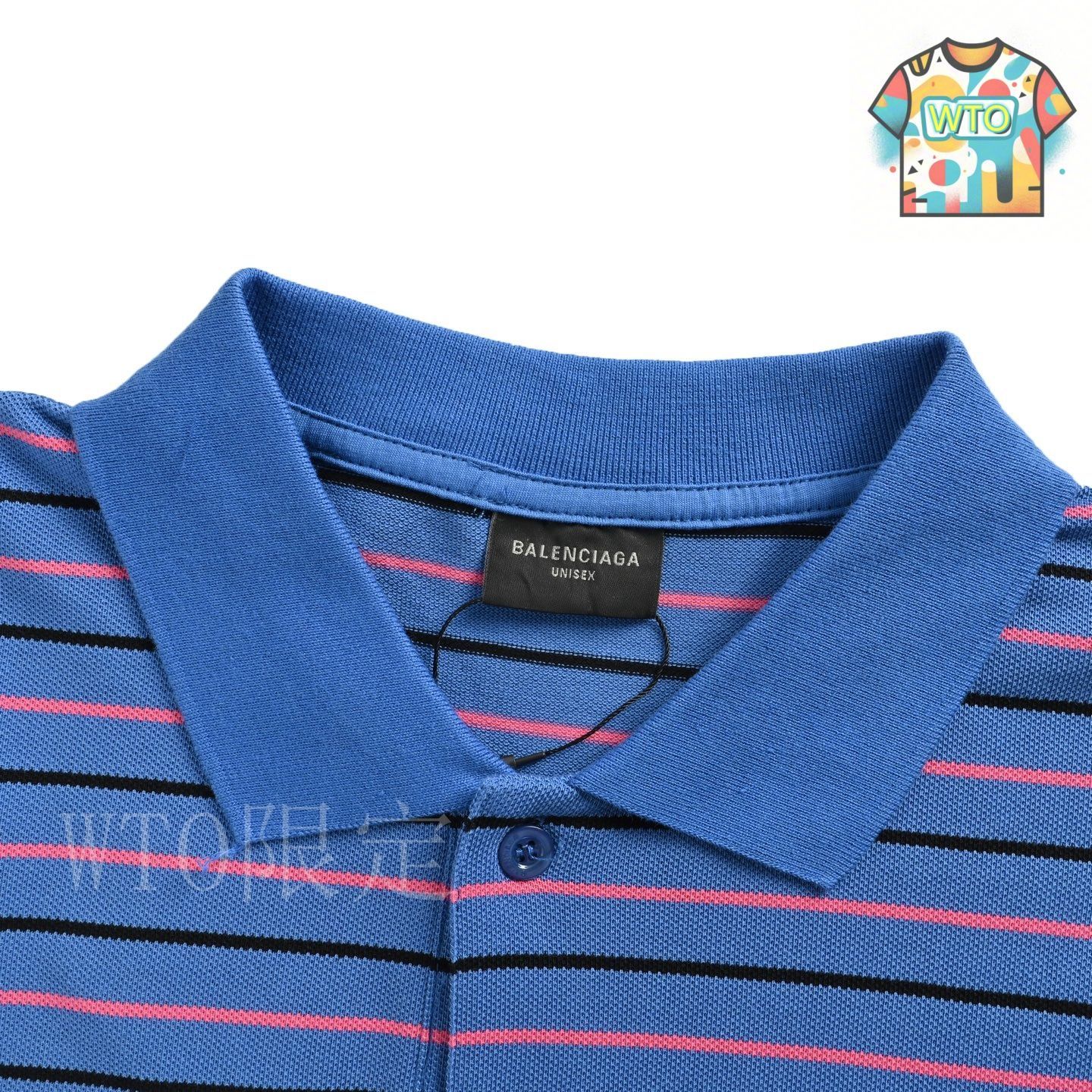 正規】BALENCIAGA バレンシアガ HOMME刺繍 ストライプ ポロシャツ 今日特価】Balenciaga / バレンシアガ ダブル B ムギ穂刺繍