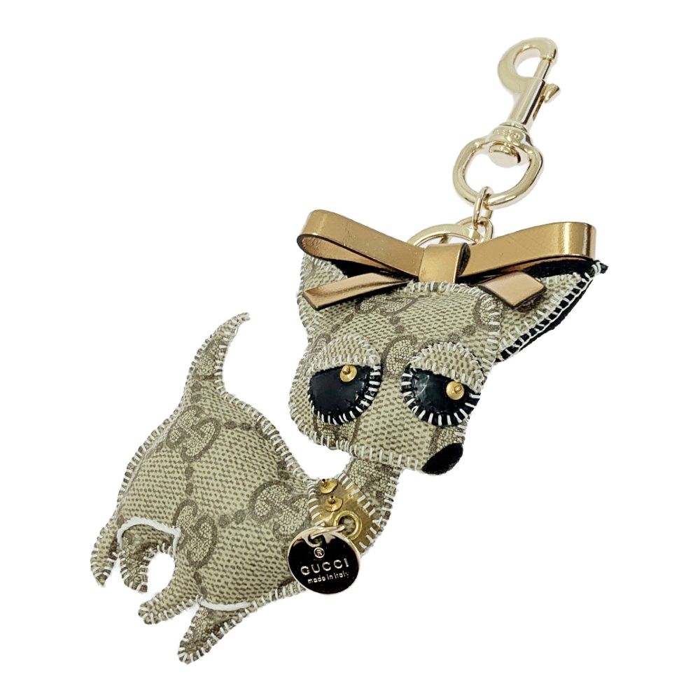 GUCCIチワワキーホルダー ベージュ ブラック GUCCI グッチ グッチョリ チワワキーホルダー ベージュ PVC
