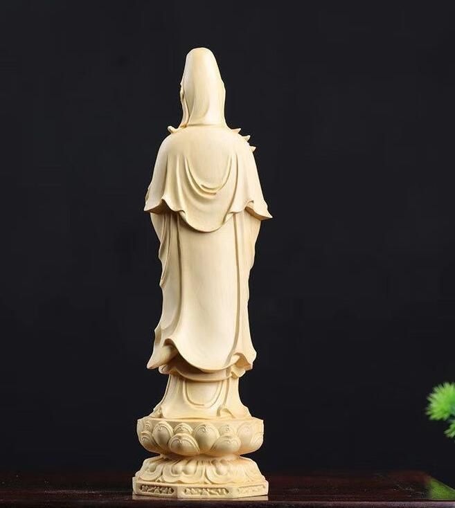 阿弥陀如来像 木製 仏像 仏教美術 骨董品 古美術品 高さ33.5cm 美品☆仏教美術高さ約13cm 阿弥陀如来三尊立像 ツゲ 観音菩薩