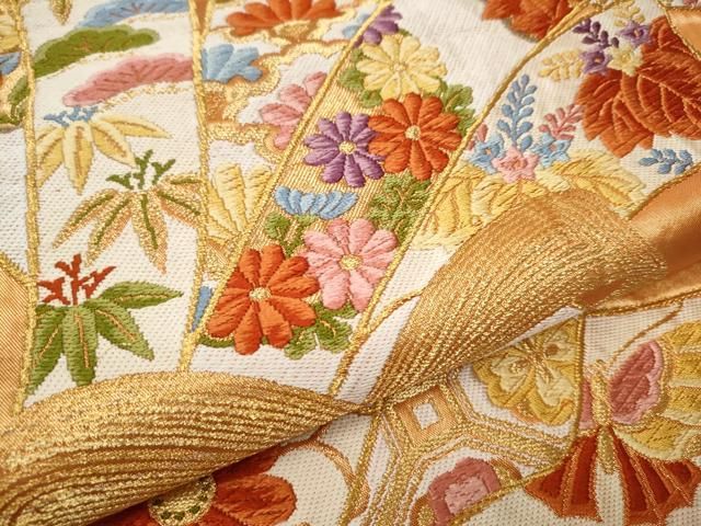 平和屋着物○西陣 河合美術織物謹製 六通柄袋帯 唐織 錦繍慶長熨斗文