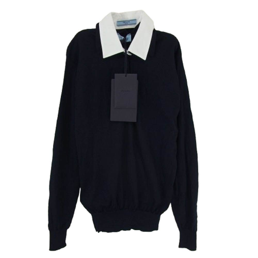 PRADA プラダ　長袖　シャツ　襟　紺　ネイビー　L 中古・古着通販】PRADA (プラダ) シャツブラウス ネイビー