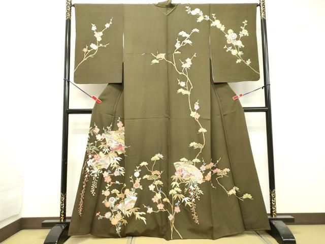 平和屋着物○訪問着 駒刺繍 地紙風景文 金彩 正絹 逸品 DAAT1011tw  