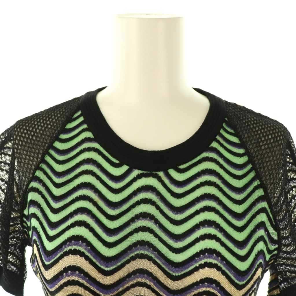 未使用　M MISSONI エムミッソーニ　ニットワンピース　S-M バタフライ エムミッソーニ M MISSONI 半袖 ニットワンピース ミモレ ロング