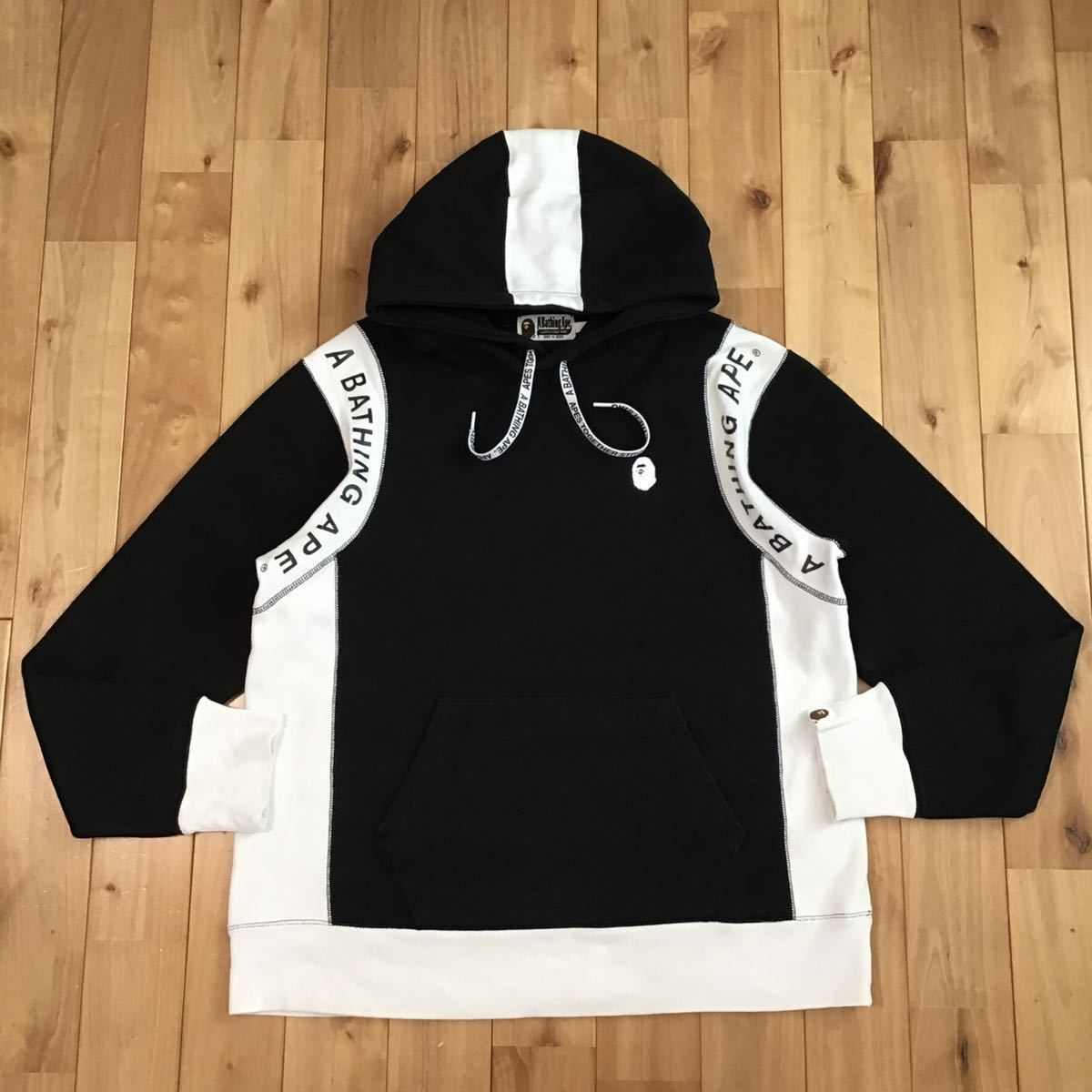 BAPE LOGO プルオーバー パーカー Lサイズ black a bathing ape  