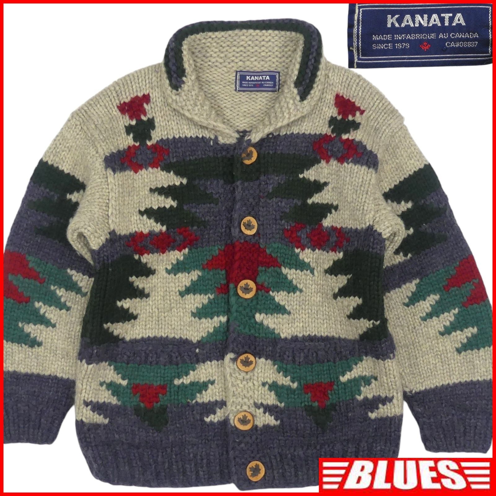 カウチン セーター kanata ニット L カナダ製 カナタ ノルディック 
