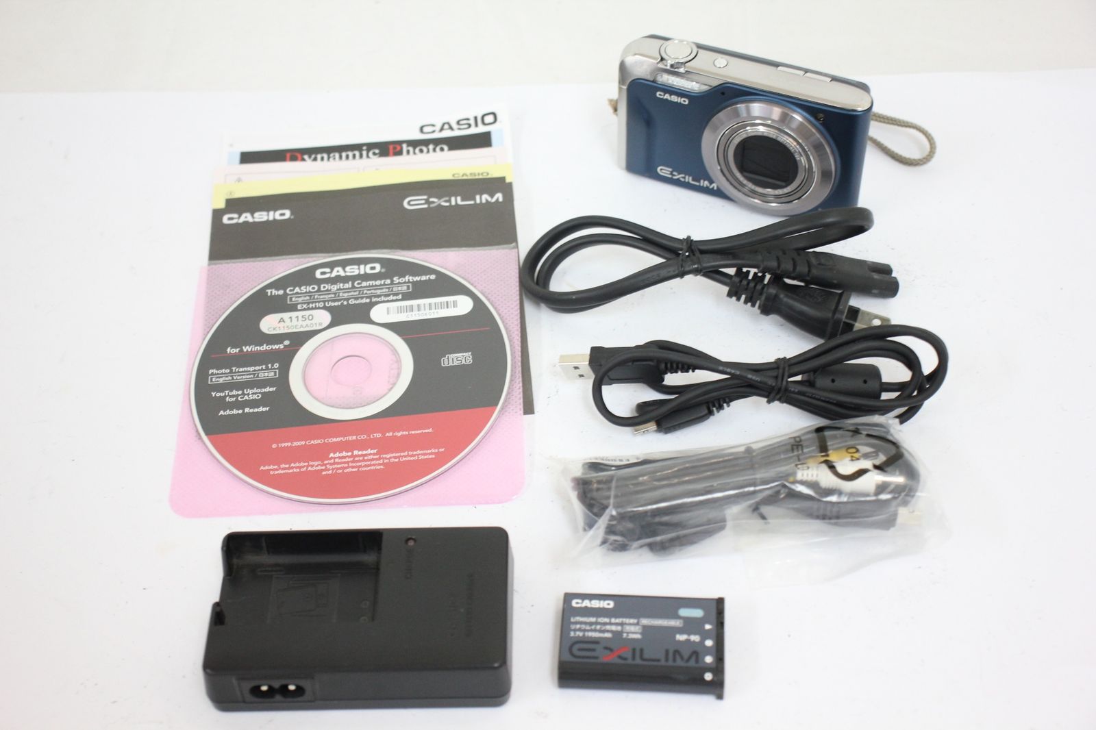 返品保証 カシオ Casio Exilim EX-H10 ブルー 10x バッテリー チャージャー付き コンパクトデジタルカメラ e428