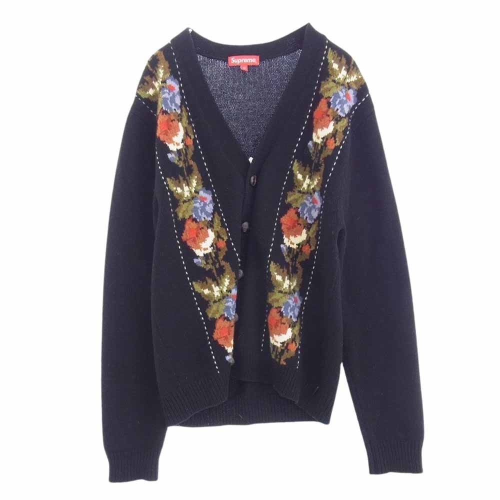 Supreme 19AW floral stripe cardigan 黒　M Supreme-Floral-Stripe-Cardigan