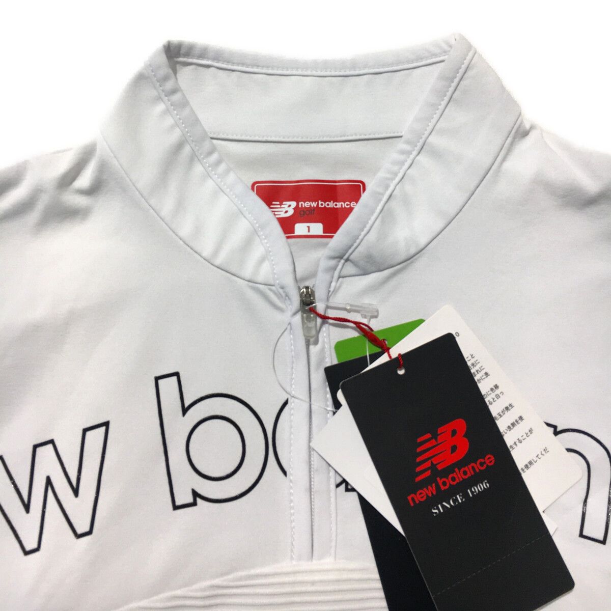 美品 new balance GOLF ドビーボーダーハーフジップワンピース ニューバランスゴルフ ドビーボーダーハーフジップワンピース