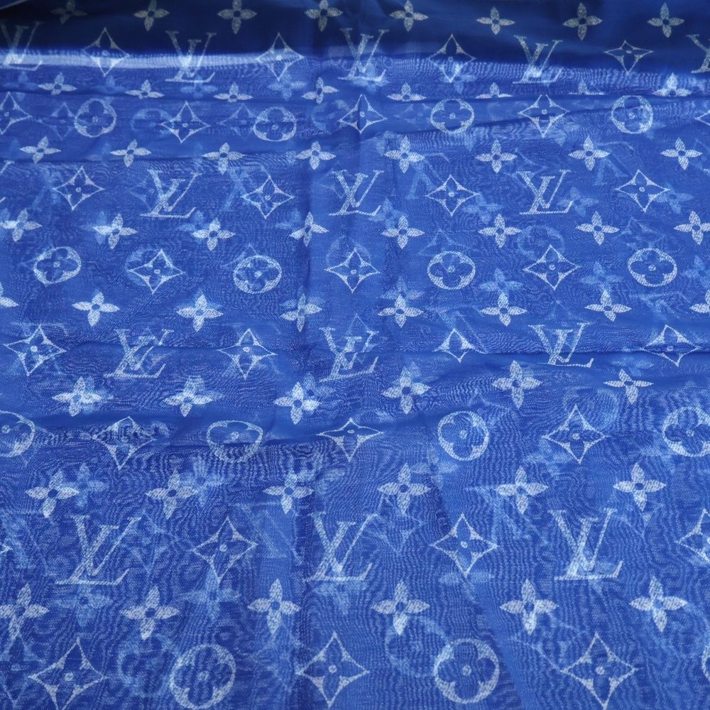 LOUIS VUITTON ルイヴィトン Monogram Colours Stole モノグラムストール シルク大判スカーフ ブルー M79707
