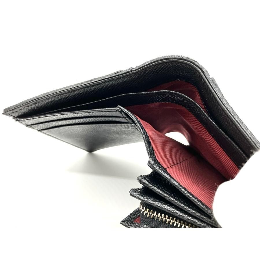 二つ折り財布 リザード 黒 ブラック 赤 レッド シャイニング加工