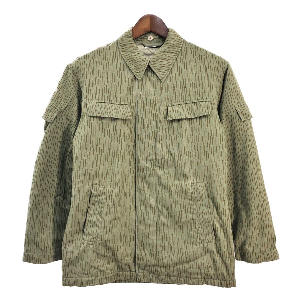 70年代 NVA 東ドイツ軍 中綿 フィールドジャケット ユーロ ミリタリー レインドロップカモ (メンズ M44) 中古 古着 S2340