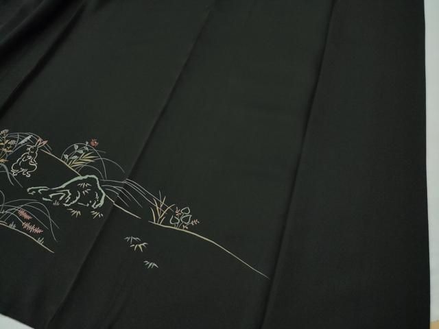 平和屋着物●訪問着　鳥獣戯画　黒地　金彩　正絹　逸品　CAAU1804yc 平和屋着物○訪問着 鳥獣戯画 黒地 金彩 正絹 逸品 CAAU1804yc - メルカリ