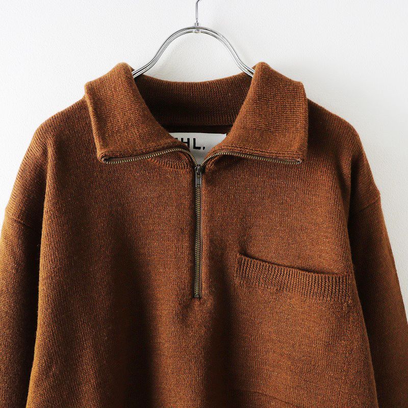 MHL DRY WOOL LINENハーフジップニット