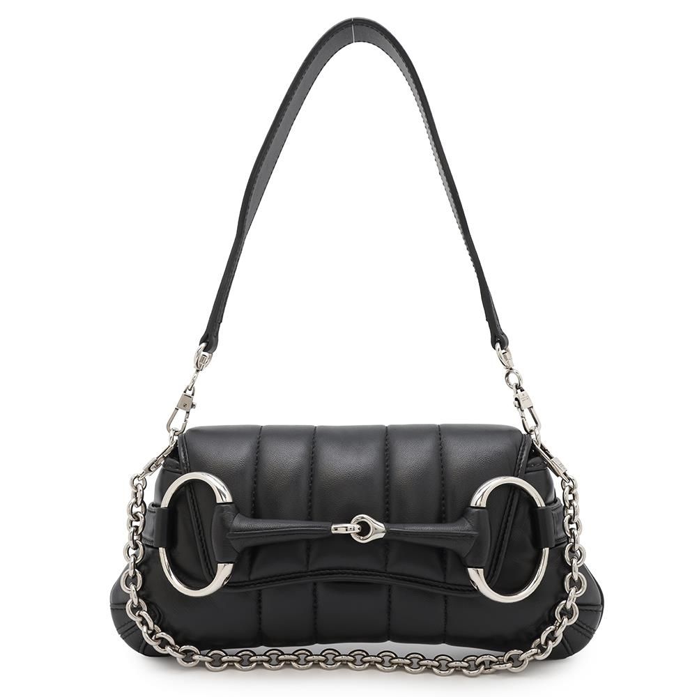 グッチ ハンドバッグ ホースビット HORSEBIT レザー 764339 GUCCI 2way チェーンバッグ 黒