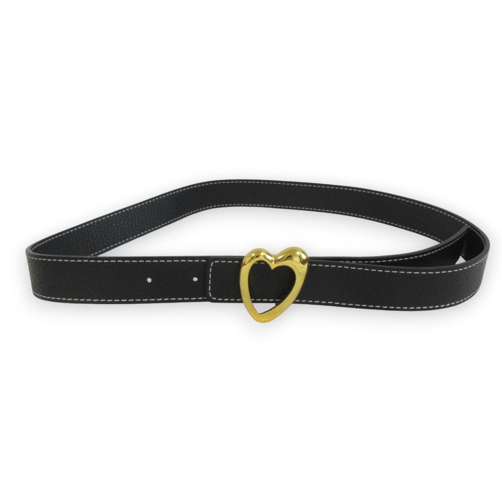 A VACATION アヴァケーション ハートリング レザー ベルト ブラック ゴールド金具 レディース 古着