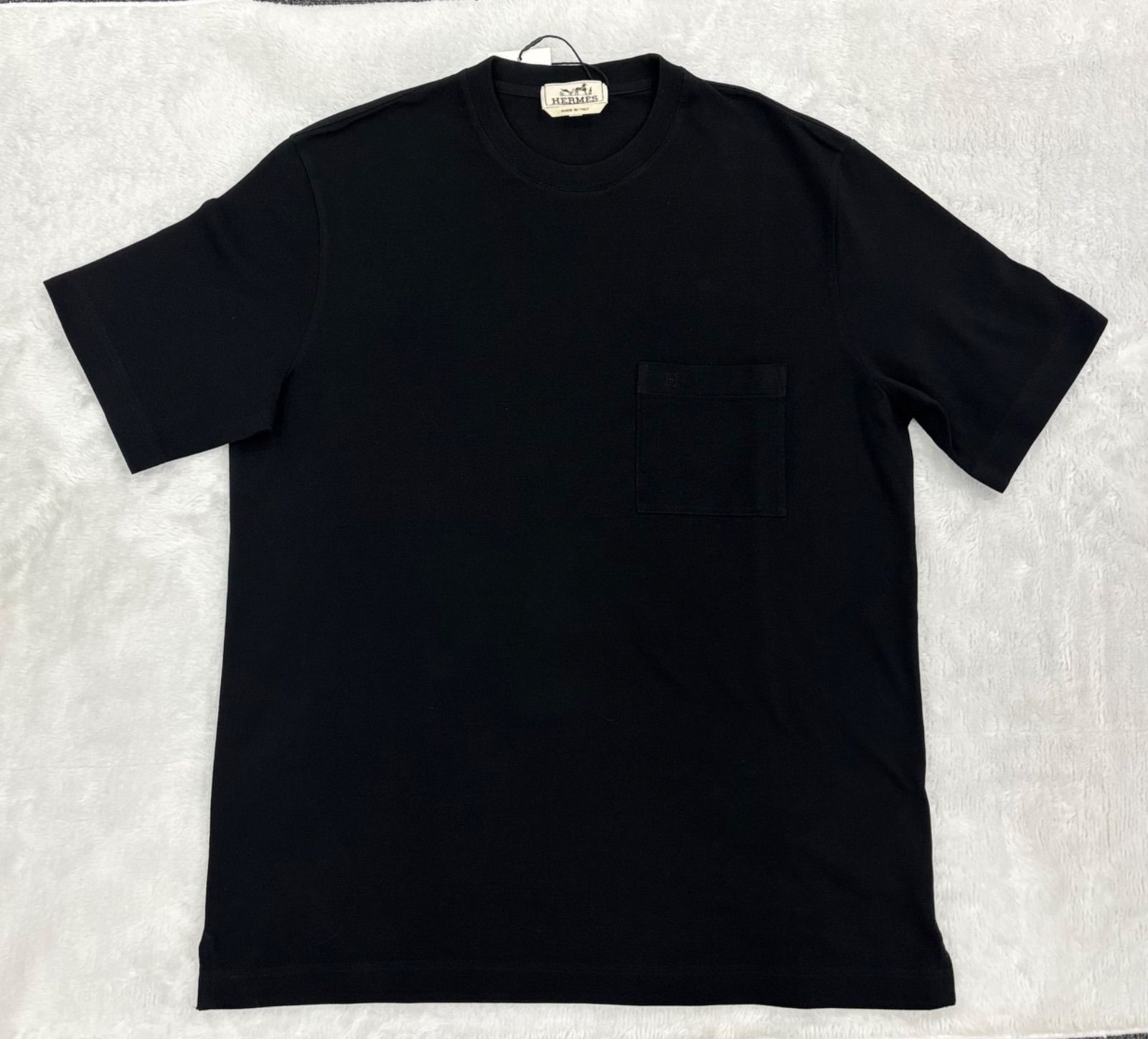 HERMES エルメス コットン Tシャツ H刺繍|半袖M ポケット付き