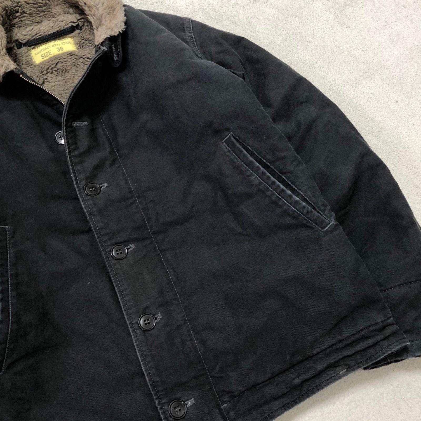 navy department　デッキジャケット 40 ミリタリー　ボア Lot No. BR15340 / Type N-1 Navy “NAVY DEPARTMENT DEMOTEX-ED