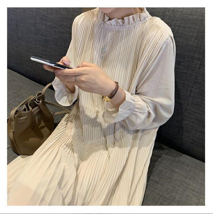 プリーツワンピース ワンピース ロング 長袖 春 夏 秋 秋服 ロング ワンピース プリーツ ワンピ 透け感 ゆったり レディース ワンピース ドレス 大きいサイズ きれいめ 上品 オフィス 通勤 カジュアル