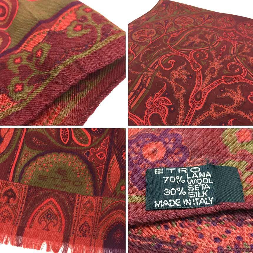 美品　エトロ　ETRO ペイズリー　ストール ETRO エトロ ペイズリー ストール ウール シルク 中古 aq11822