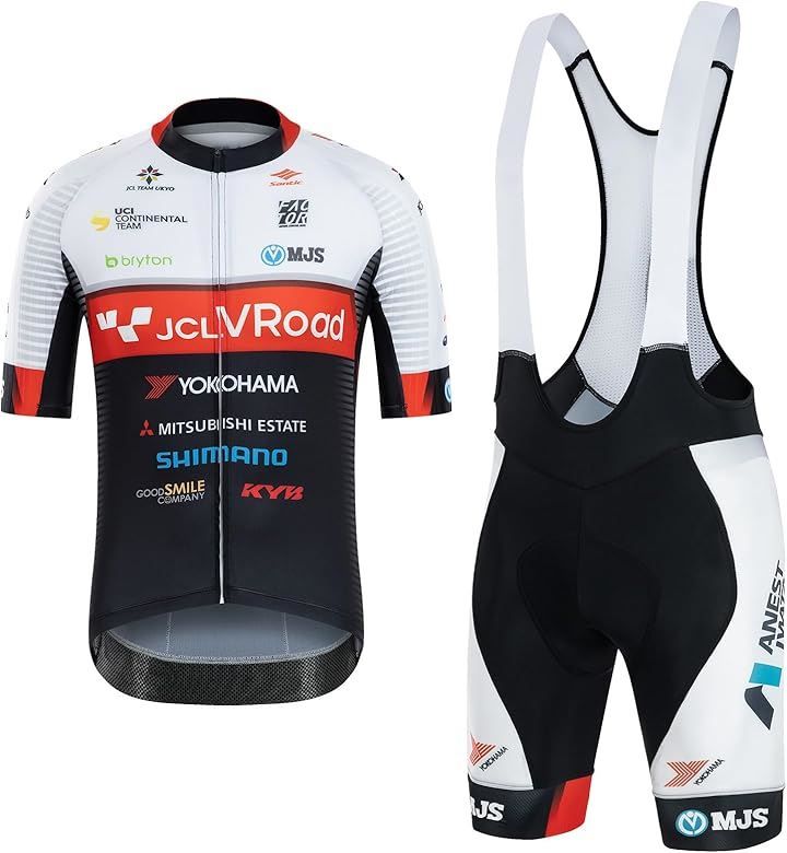 Santic(サンティック) メンズ サイクルジャージ 上下セット半袖 春夏 サイクルウェア ビブパンツ＆ジャージ 4Dパッド ロードバイク 吸汗速乾 通気 高弾性 プロレーシング 競技用(UKYOチームエディション, 2XL)