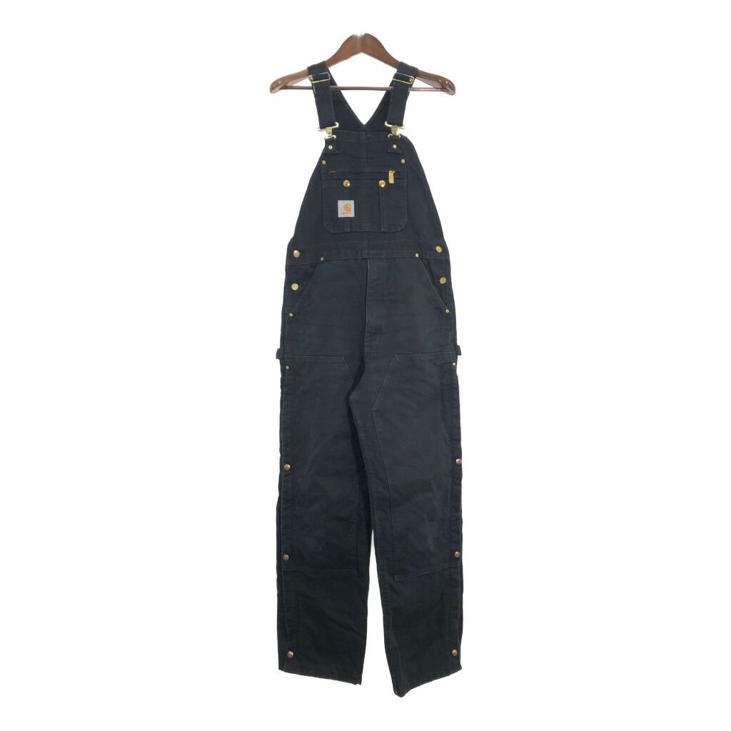 Carhartt カーハート ダック ダブルニー ビブオーバーオール ブラック (メンズ W34 L32) 中古 古着 R1377