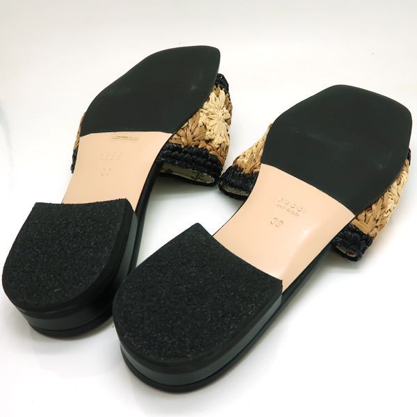 GUCCI サンダル フラット GGマーモント ラフィア 花柄 578428