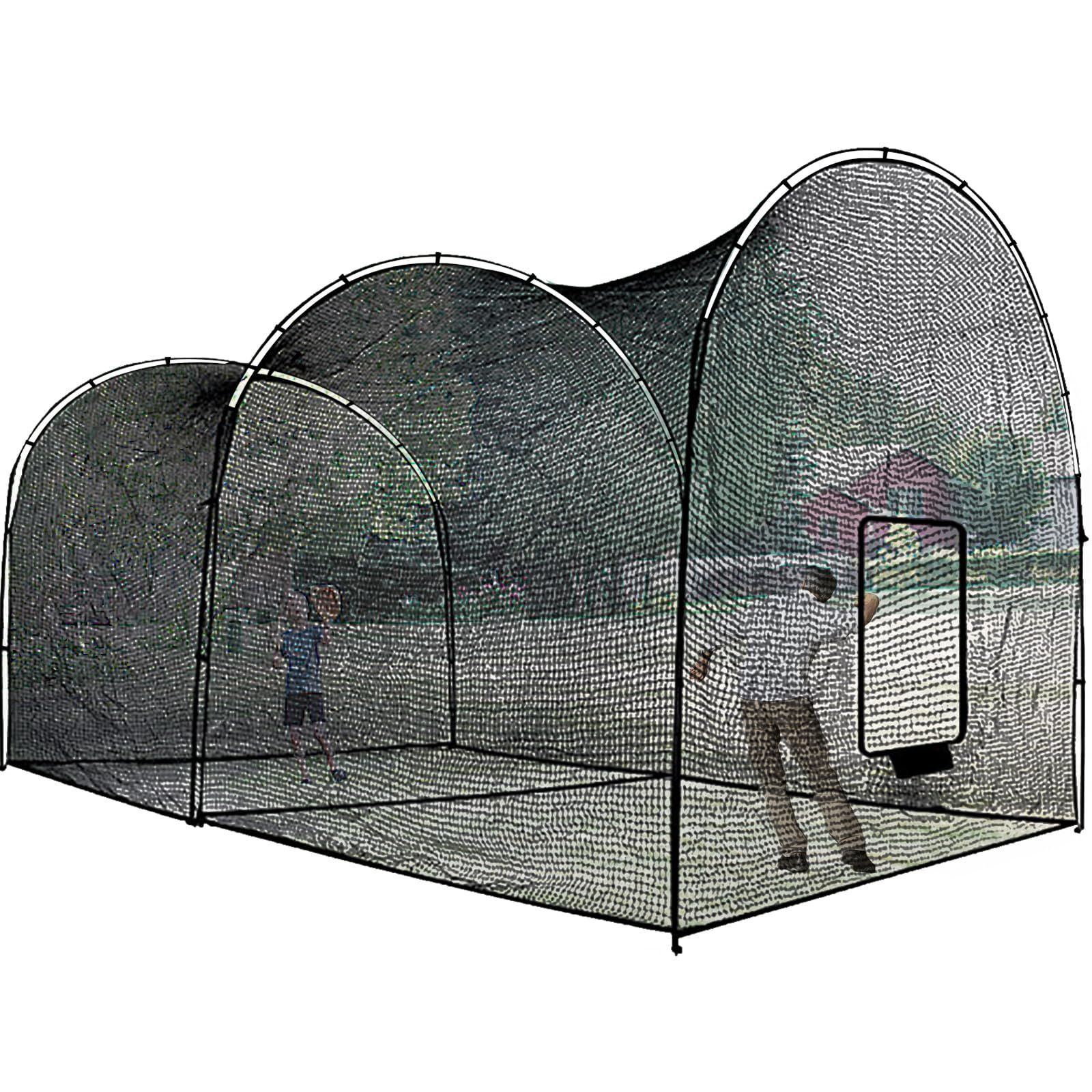 KAIDIDA バッティングネット 野球バッティングゲージ 野球ネット バッティング 3.5x3x6.7m 組み立て式 防球ネット 飛散防止ネット 練習用 軟式 硬式 キャリーバッグ付き