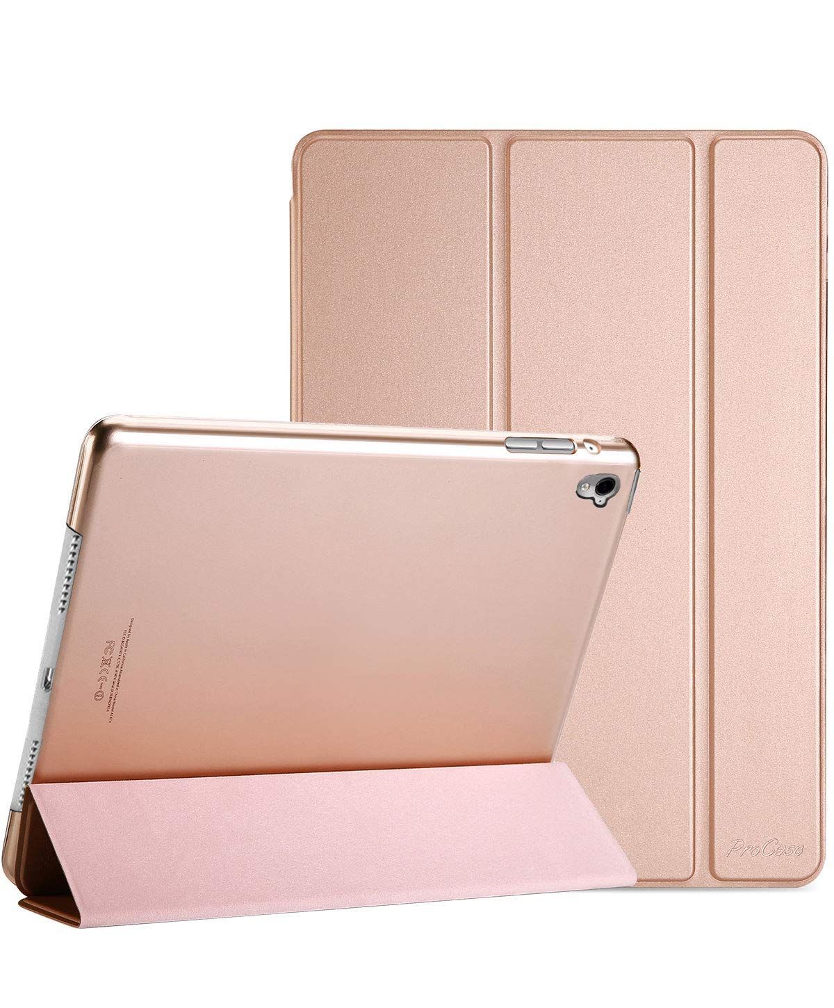 A1674 (A1673 2016 9.7 Pro A1675) Pro iPad iPad 対応機種: - バックカバー 半透明フロスト フォリオ保護ケース スタンド ローズゴールド 超スリム スマート 9.7ケース ProCase