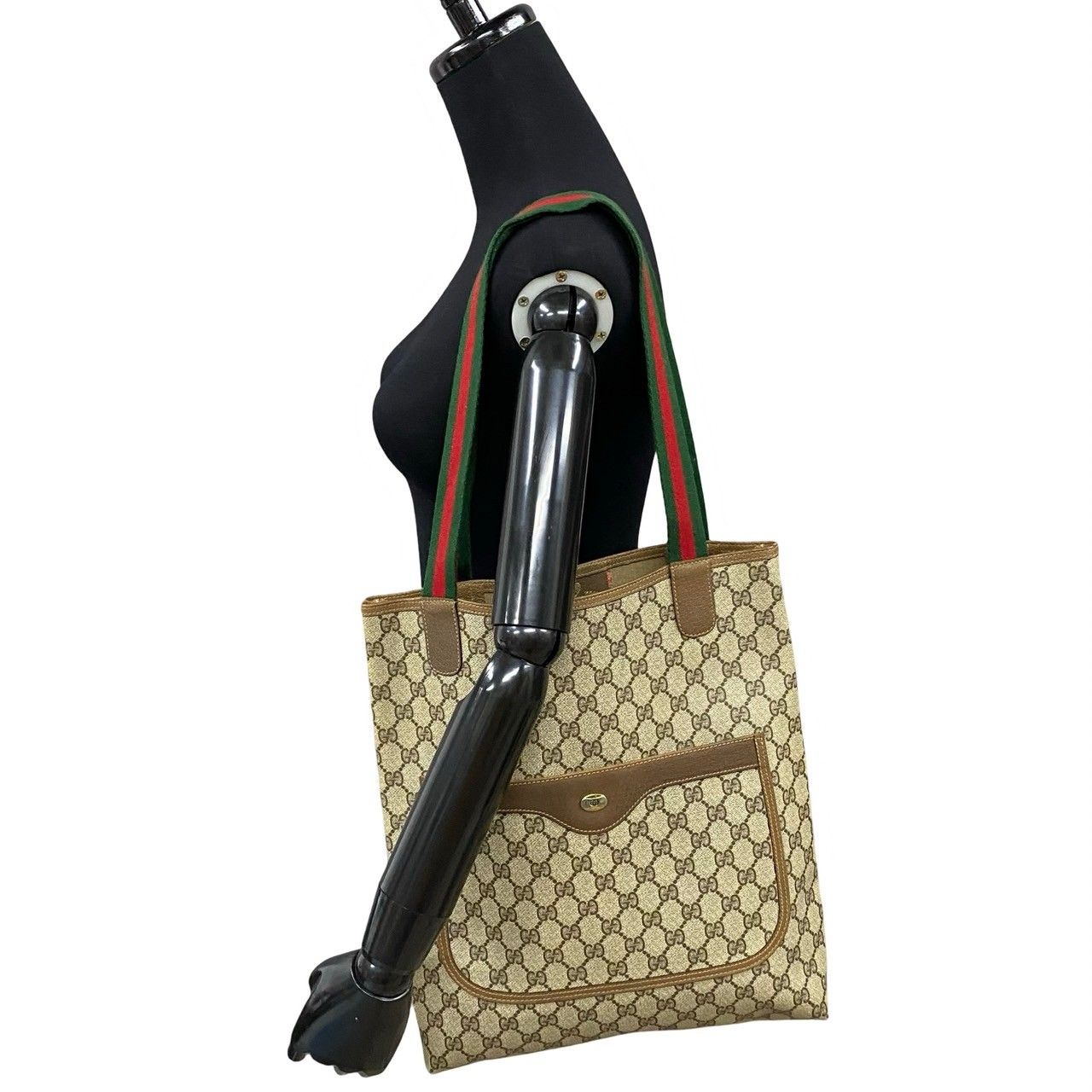 極 美品 希少品 GUCCI グッチ オールドグッチ シェリーライン GG ロゴ レザー 本革 PVC トートバッグ ビジネスバッグ ブラウン 茶  31846 - メルカリ