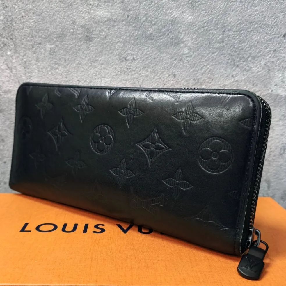ICチップ搭載 LOUIS VUITTON ルイヴィトン シャドー ジッピーウォレット ヴェルティカル 長財布 ブラック メンズ モノグラム SNA 22504280010008FA