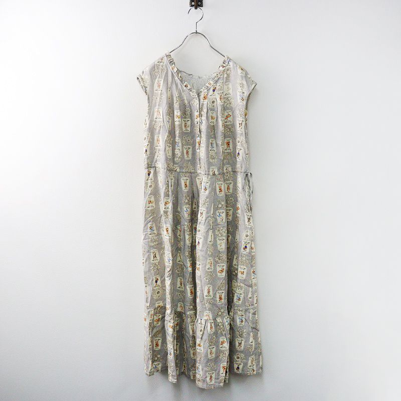 フランシュリッペ franche lippee fortune ワンピース M グレー系 フリル ノースリーブ ドレス ティアード 2400014579000