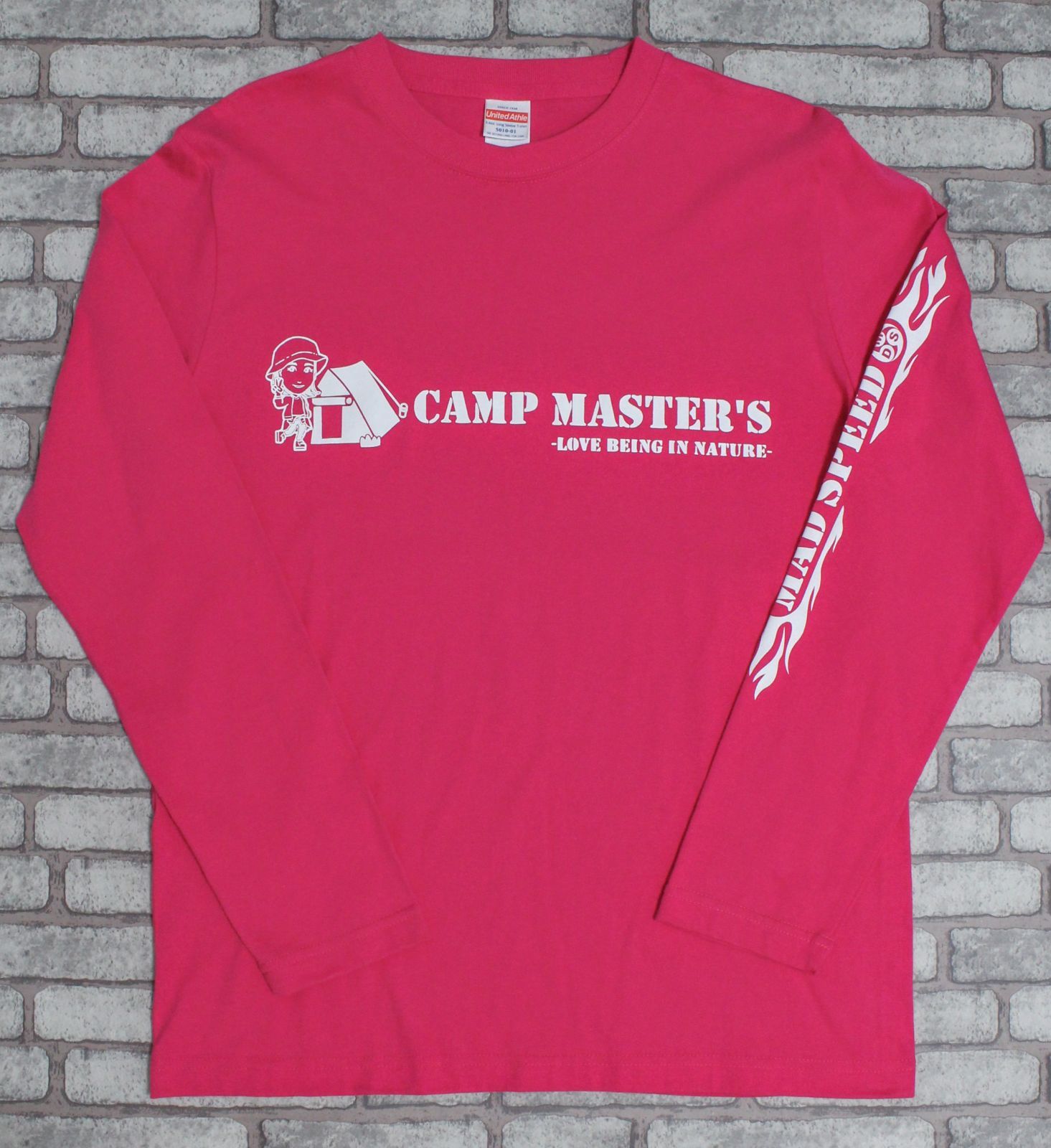 【MADSPEED】趣味Tシャツ 長袖 ロンT ピンク キャンプ ソロキャンプ アウトドア グランピング キャンプコーデ 登山 男女兼用 新品未開封