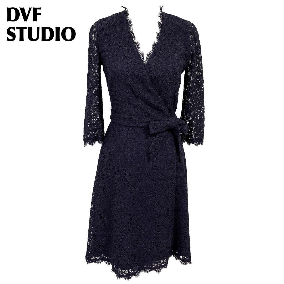 ダイアンフォンファステンバーグ レース ラップワンピース 2 ネイビー