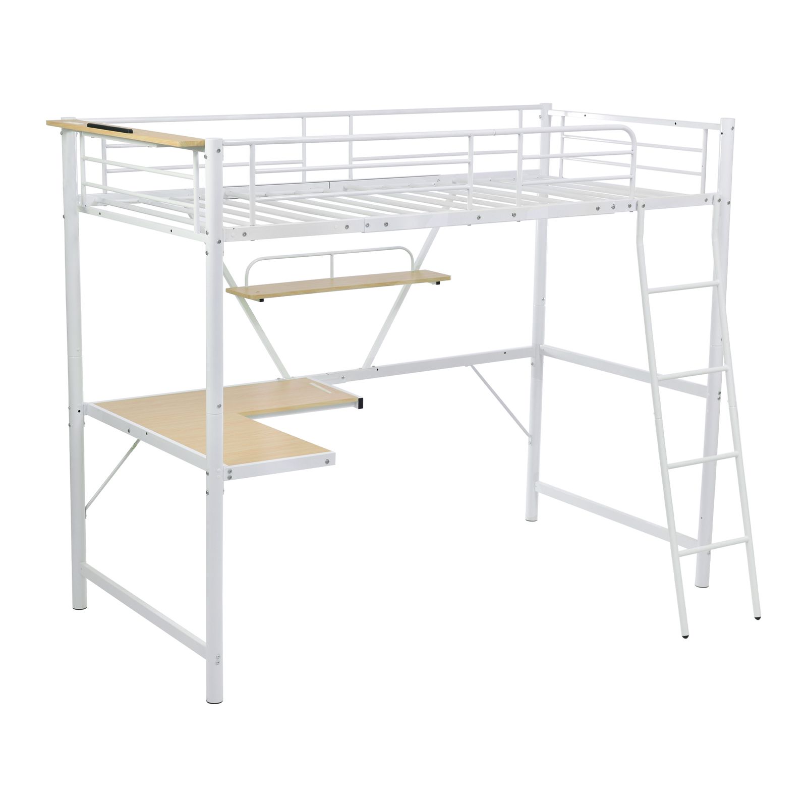 ホワイト】システムベット 宮棚 ロフトベッド シングル コンセント付き