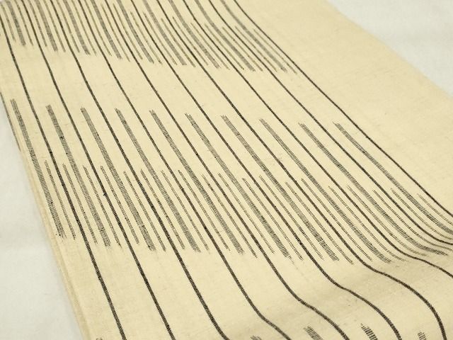 平和屋本店□極上 本場結城紬 重要無形文化財 九寸開き名古屋帯 縞