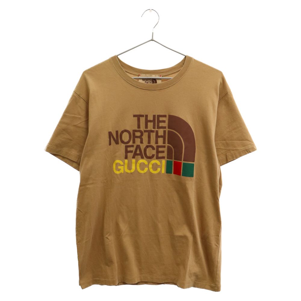 GUCCI (グッチ) 21AW×THE NORTH FACE Logo Print Tee×ノースフェイス ロゴプリント半袖Tシャツ ブラウン  615044 XJD2V - メルカリ