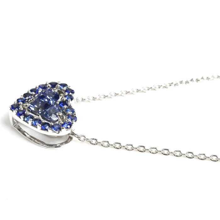 STAR JEWELRY スタージュエリー K18WG ホワイトゴールド ミステリアスハート サファイア ネックレス サファイア0.25ct 2.7g 40cm レディース 中古 美品