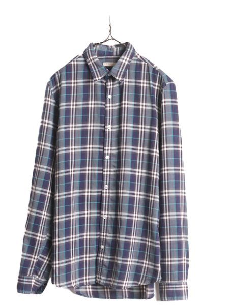 【お得なクーポン配布中!】 バーバリー ブリット チェック 長袖 シャツ メンズ M / 古着 BURBERRY BRIT カジュアル コットン ワイシャツ トラッド 薄手 マルチカラー